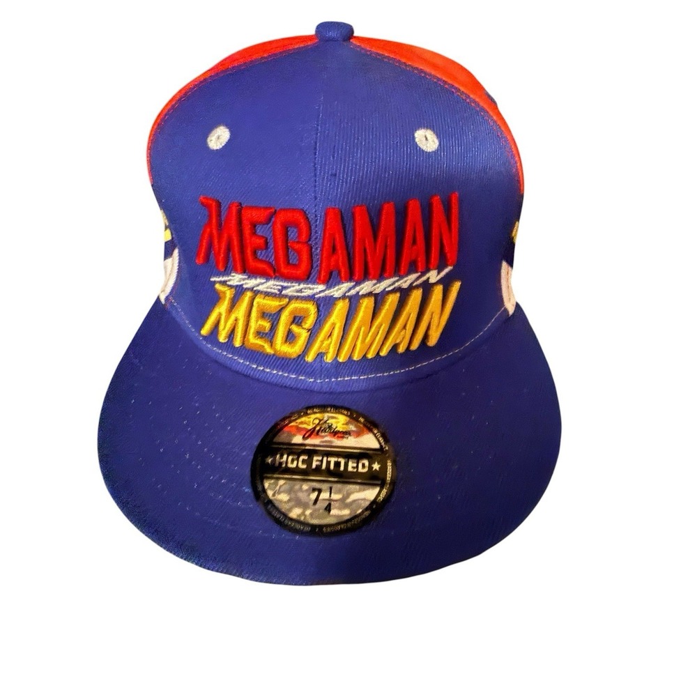 Headgear Classics Hat MegaMan 8 Bit Nintendo Zigzag Cap 7 1/4  Fitted NWT